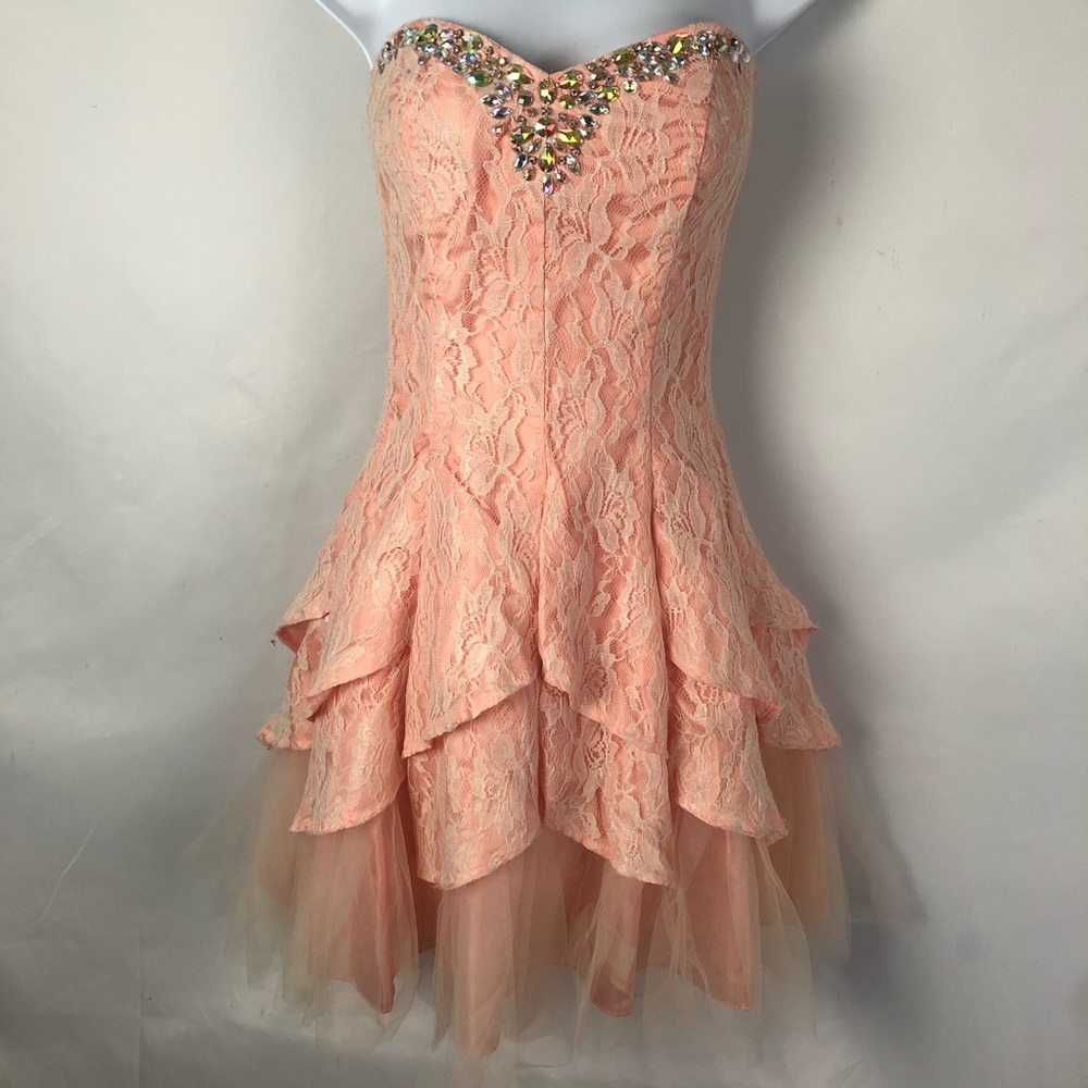 Strapless Rhinestone flower Dress
